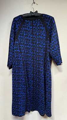 Taylor Womens Blue/Black Pebble Print Knit Sweater Dress 3/4 Sleeve Plus  Size 1X | eBay
