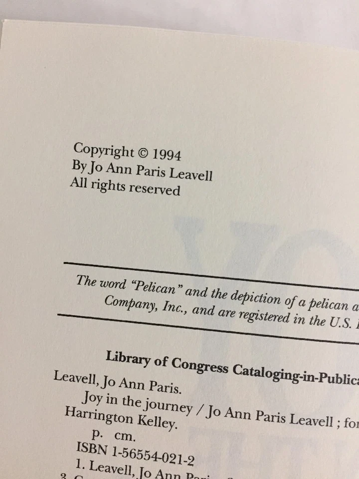 Joy in the Journey by Jo Ann P. Leavell    1994    HC    SIGNED - Image 4 of 4