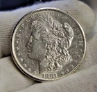 1881 S US Morgan Silver Dollar $1 AU Details (Cleaned)