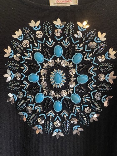 victor costa sweater Black L Women’s Sequin - Picture 2 of 7