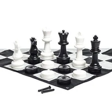 MegaChess 12" Chess Bundle - Chess, Checkers, and Mat