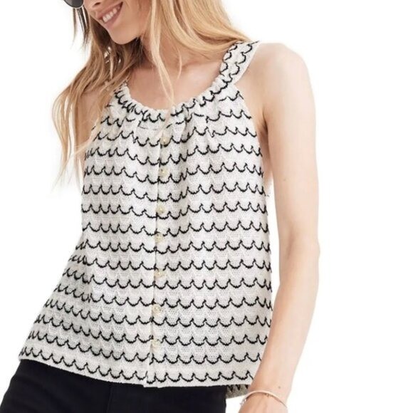 Madewell Texture & Thread Button Black and White … - image 1