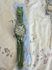LIBOGEI Men's Sport Quartz Analogue Chronograph Watch Green Strap Black Case