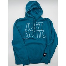 Nike Just Do It Graphic Hoodie Teal Womens Medium