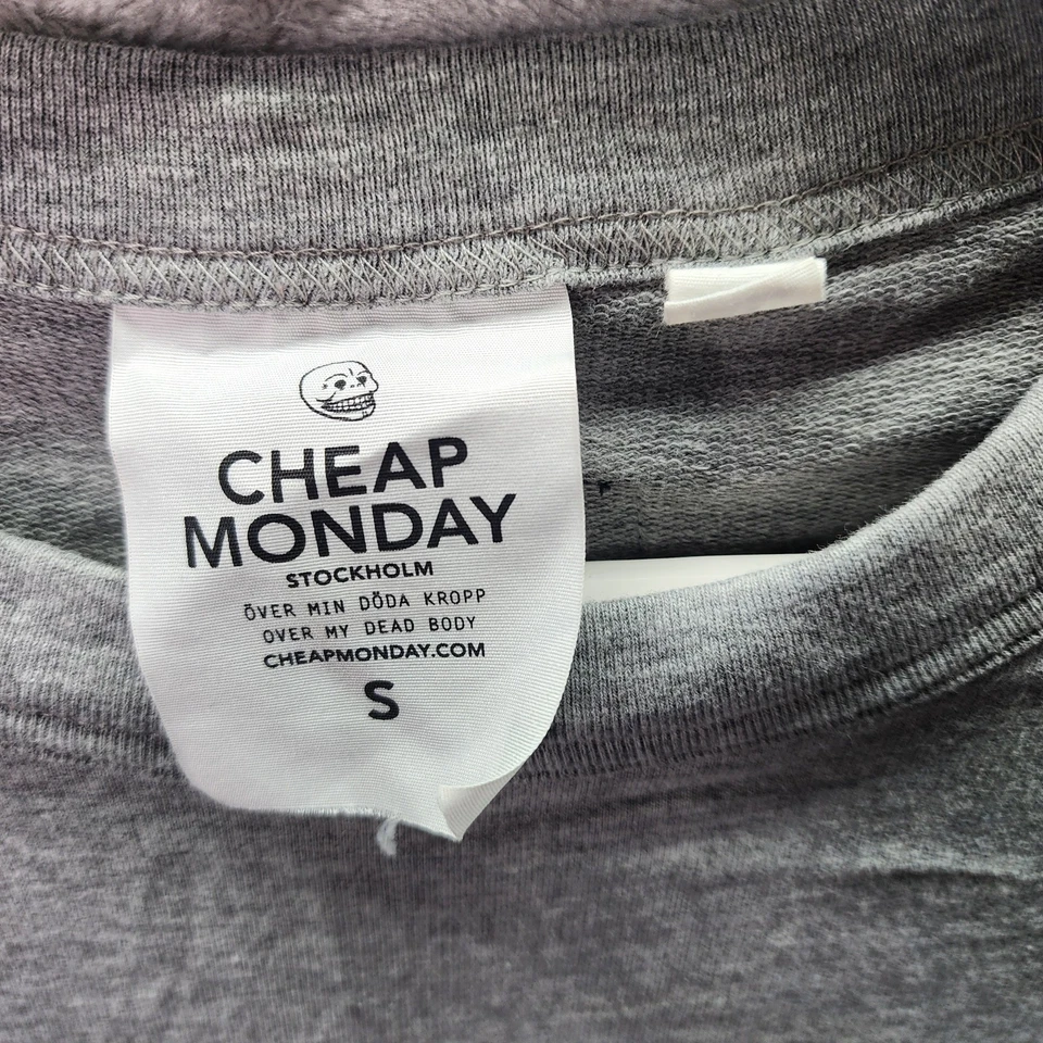 Cheap Monday Fake Is Tee Longline Shirt Gray Black Layered Hem Men’s Small Goth - Image 3 of 4