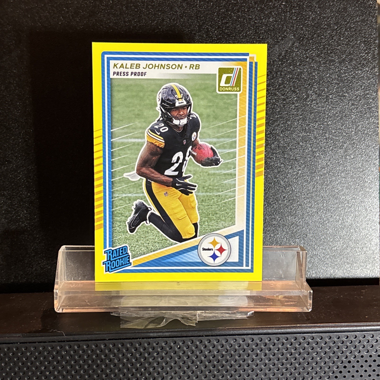 2025 Panini Donruss - Rated Rookie Kaleb Johnson #322 (RC) Yellow Press Proof
