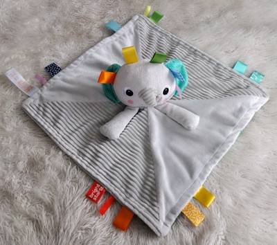 Bright Starts Elephant Lovey Baby Security Blanket Infant Plush Grey Palm READ