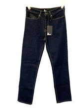 The Kooples Womens Blue Denim Straight Cut Jeans Size 27 Leather Pocket Accent