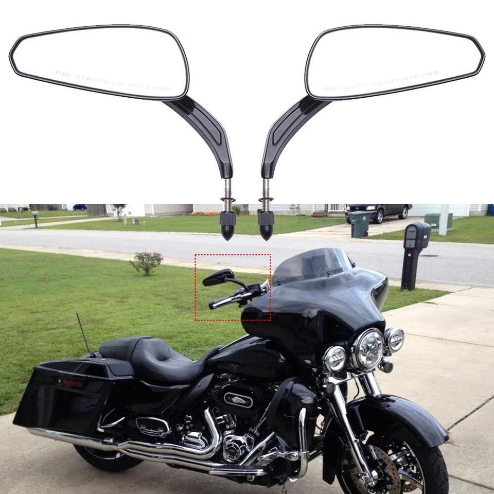 Espejo retrovisor negro vivo para motocicleta 2 piezas para Harley Davidson Heritage Softail Foto 4 de 4