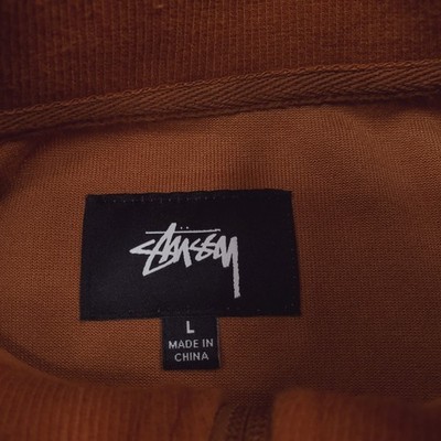 Stussy Track Jacket Mens Large Brown Tan Velour Quarter Zip