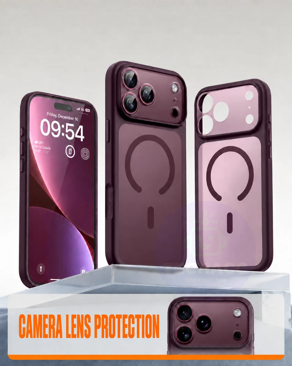 For iPhone 18 Pro Max 17 16 Heavy Duty Case Shockproof Magnetic Matte Lens Cover