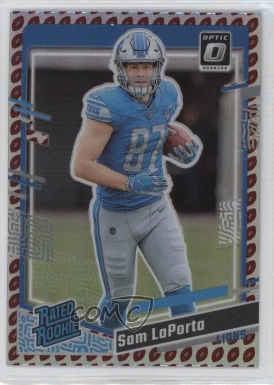 2023 Donruss Rated Optic Preview Football Emoji Prizm Sam LaPorta Rookie RC 0c2