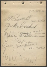 1940'S SIGNED ALBUM PAGE X6 JOCKO CONLAN EDDIE MILLER WALKER COOPER BOSTON BEES