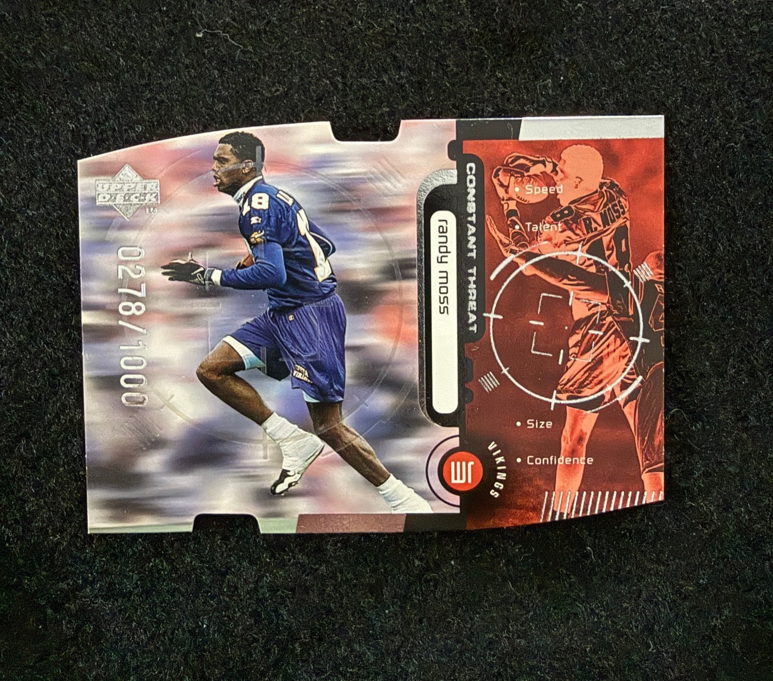 1998 Upper Deck RANDY MOSS RC #'d /1000 Constant Threat Silver Die-Cut Rookie