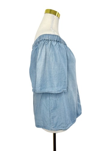 JEANSWEST Women's Denim Off the Shoulder Elasticated Half Sleeve Top Size 12 - Picture 2 of 8