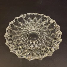 Vintage Crystal Cut Clear Glass Cigar Cigarette Ashtray 7” Diameter . Heavy