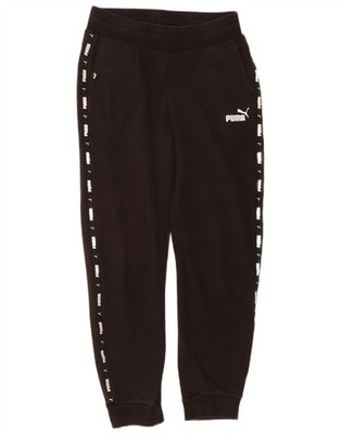 PUMA Womens Graphic Tracksuit Trousers Joggers UK 10 Small Black Polyester CN10