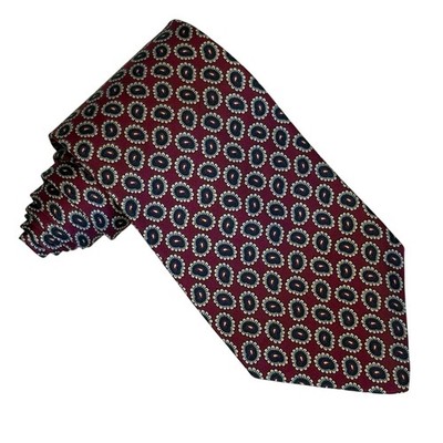 Hardy Amies Silk Neck Tie Men s Burgundy Paisley Print Savile Row London Classic