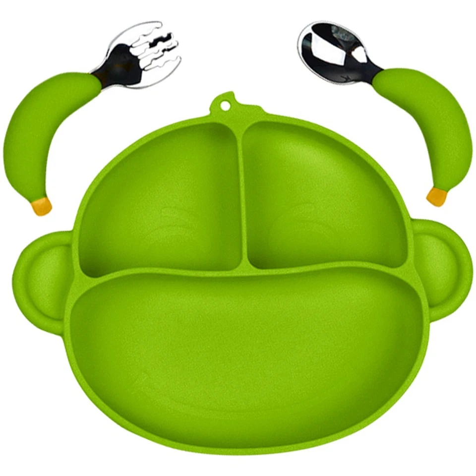  1 Set Baby Divided Plate Selbstfütterungstrainingsplatte Kleinkind Silikon