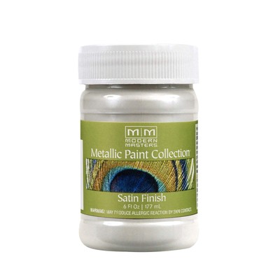 6 oz ME196 Pearl White Metallic Paint Collection, Satin Water-Based Decorativ...