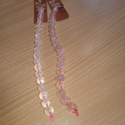 LOT of 2 BEAD LANDING  ROSE QUARTZ  Strands 10mm Semi-precious Translucent New