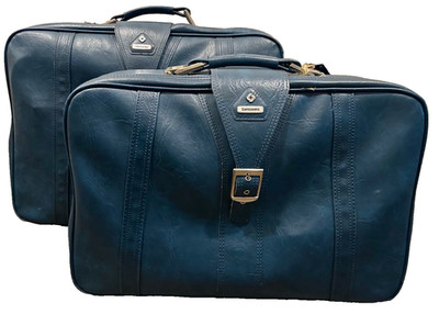Set of 2 - Vintage Samsonite Traveller Softside Luggage Set - Blue