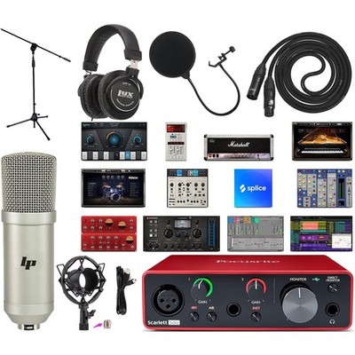 Focusrite Scarlett Solo 3rd Gen Audio Interface + Mic, Headphones & Stand