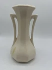 Vtg McCoy U.S.A  Pottery Double Handled Vase Matte White/Cream Art Deco