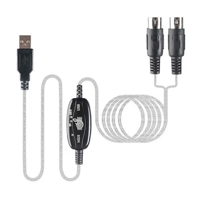 USB IN-OUT MIDI Interface Cable Converter to PC Music Keyboard Adapter Cord 1PCS