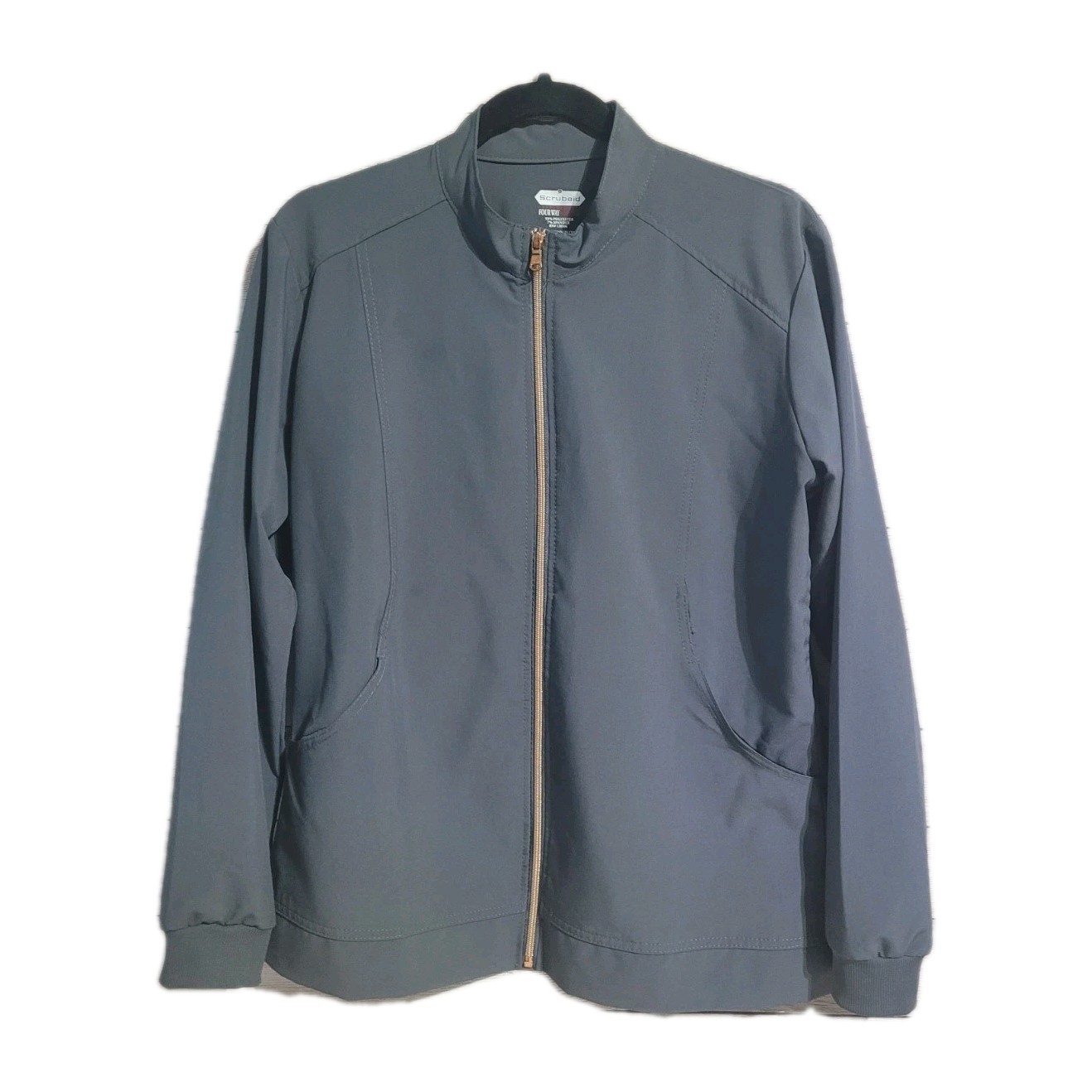 Scrubaid Scrub Jacket L Gray Tapered Fit Zip Four Way Stretc