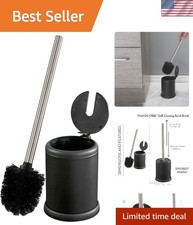 Toilet Brush and Holder Self Closing Lid 360 Degree Brush Head Bathroom...