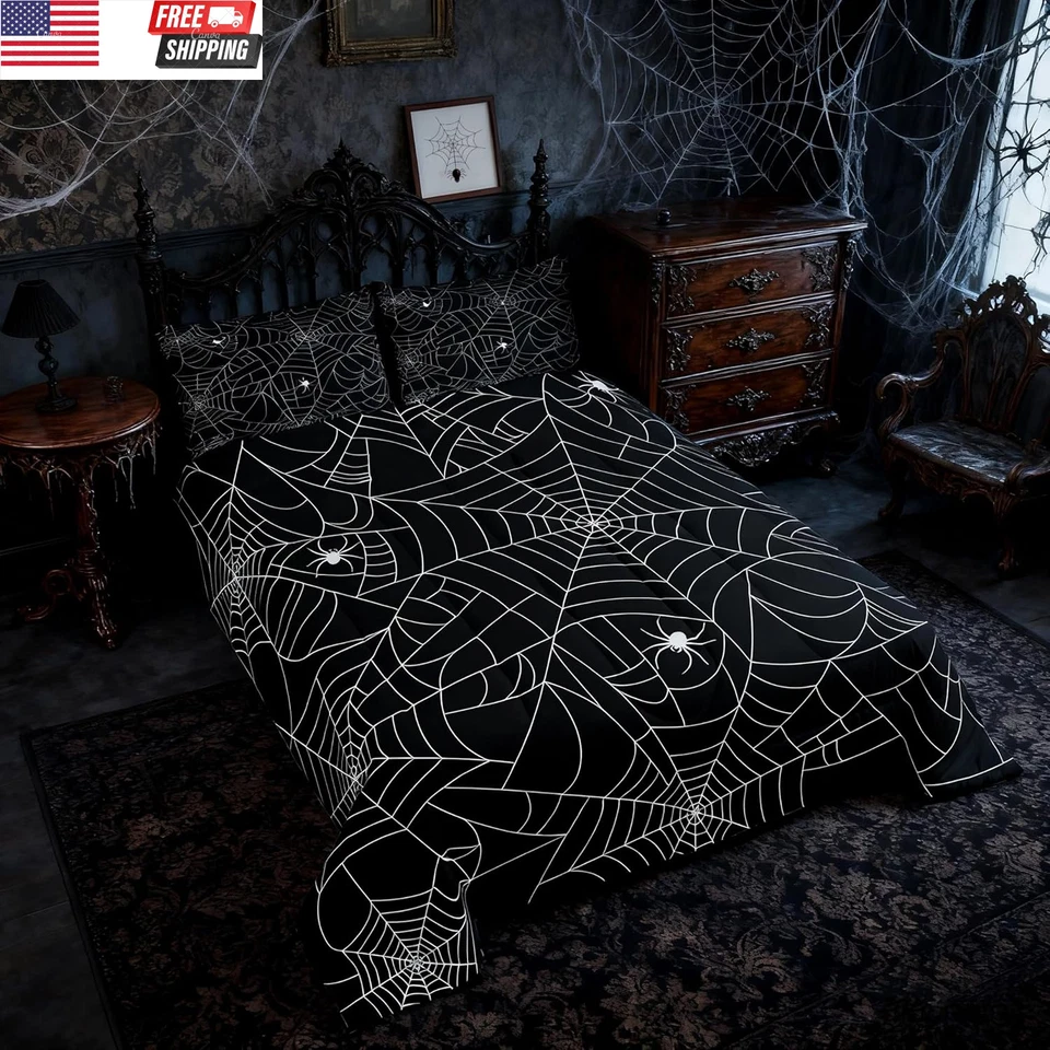 Boys Spider Web Printed Comforter Set for Kids Girls Full Halloween Themed Comfo - Image 3 of 4