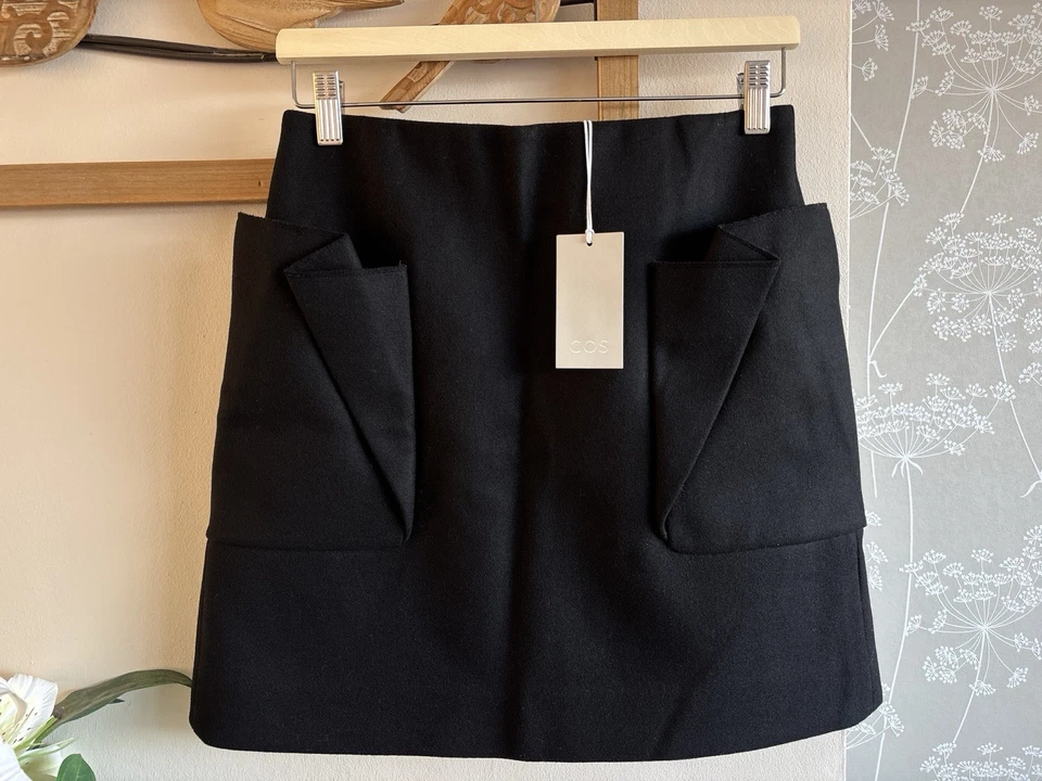 COS Wool & Cashmere Blend Black Pleated Pocket Skirt NEW Size 10 - Image 2 of 4
