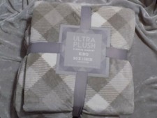 Ultra Plush Flannel Blanket King 90x108 Gray Soft Warm Cozy Color Patterned NEW 