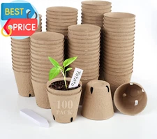 100PCS Peat Pots, 3.15Inch Seed Starting Pots with Drainage Holes round Nursery