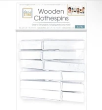Evriholder 6-Pack 3" White Wooden Clothespins For DIY Projects BUY MORE & SAVE $