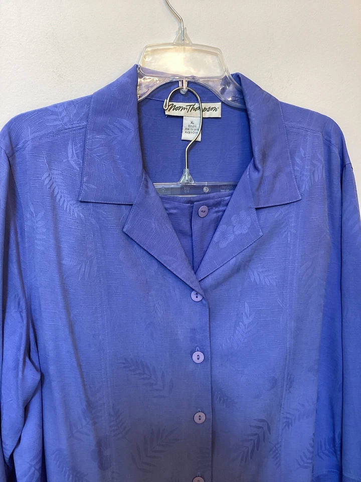 Conjunto de chaqueta y pantalón Norm Thompson talla XL azul 100 % seda jaquard Foto 2 de 4