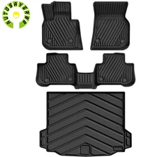 4Pcs Car Floor Mats + Cargo Liner for 2018- 2024 BMW X3 All Weather TPE Rubber