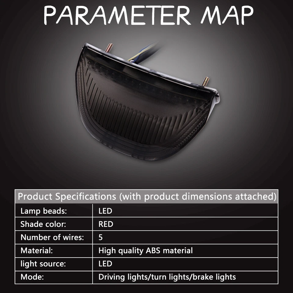 Luz trasera LED para Honda CBR 600 RR 2003-2006 lente de humo señales de giro integradas Foto 4 de 4