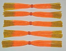 5 Hand Made Silicone Spinnerbait Skirts (Orange/Dark Yellow Tips}Fishing-"NEW"