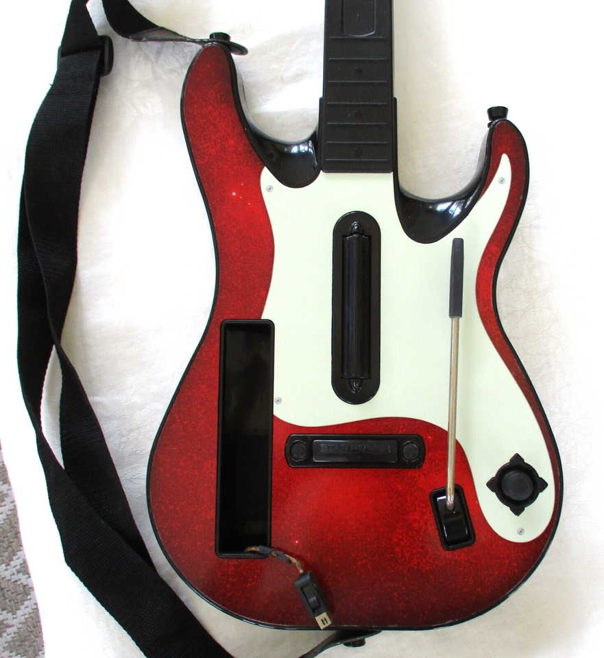 Nintendo Wii Guitar Hero Wireless Controller Red White Starburst, Strap