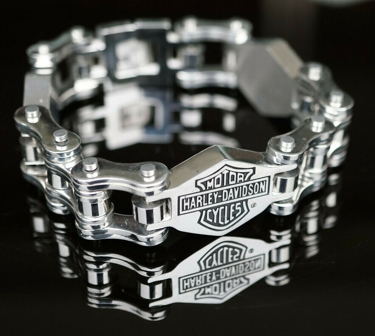 Harley Davidson Edelstahl Armband Bracelet 21,5 cm Biker Schmuck Silbern NEU  