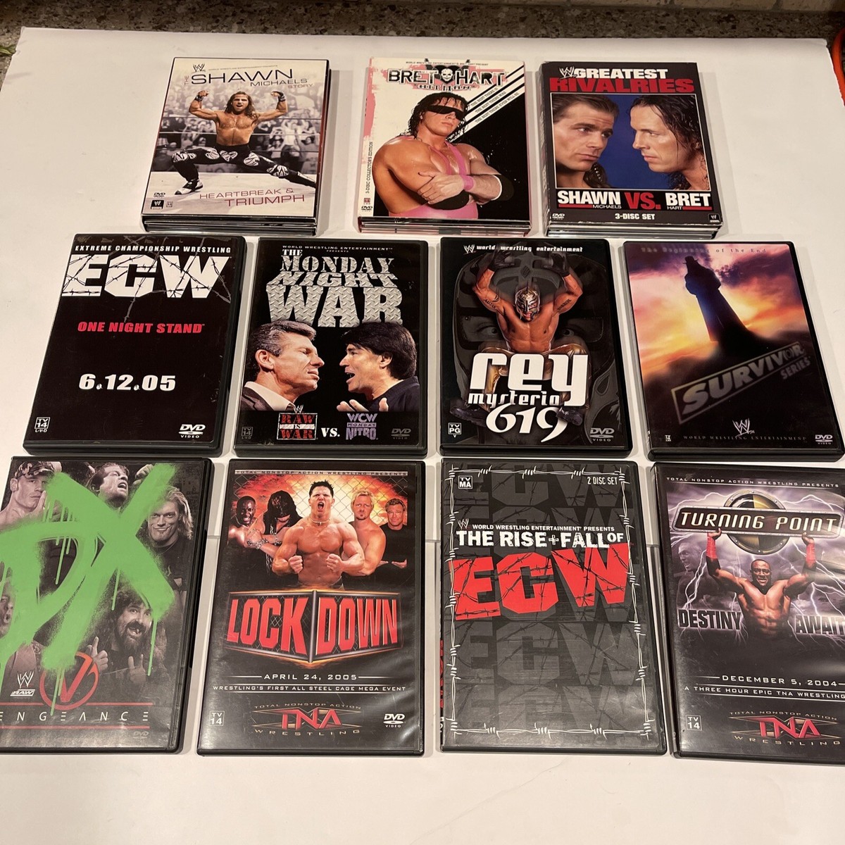 Lot of 11 Wrestling DVDs Bret Hart Shawn Michaels Rey