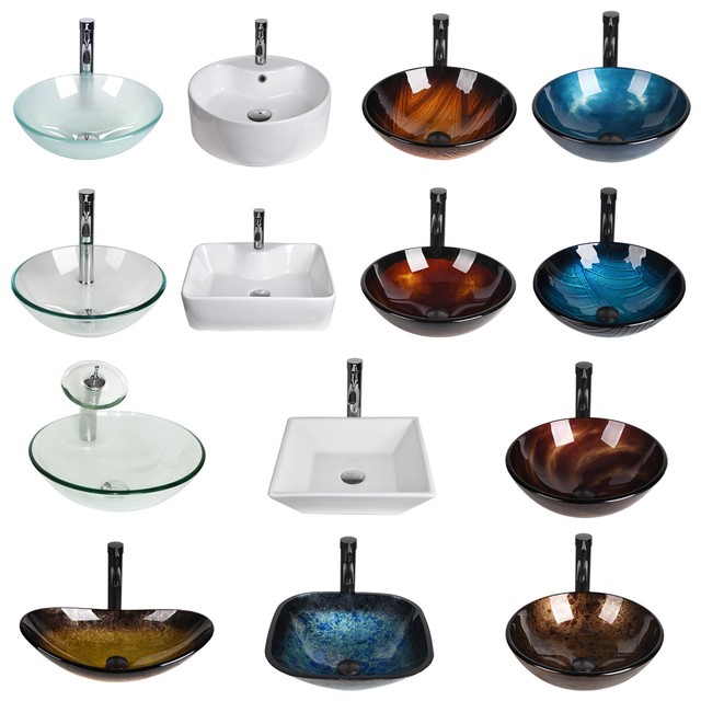 Tempered Glass Vessel Sink With Drain Frosted Green Bowl Sink