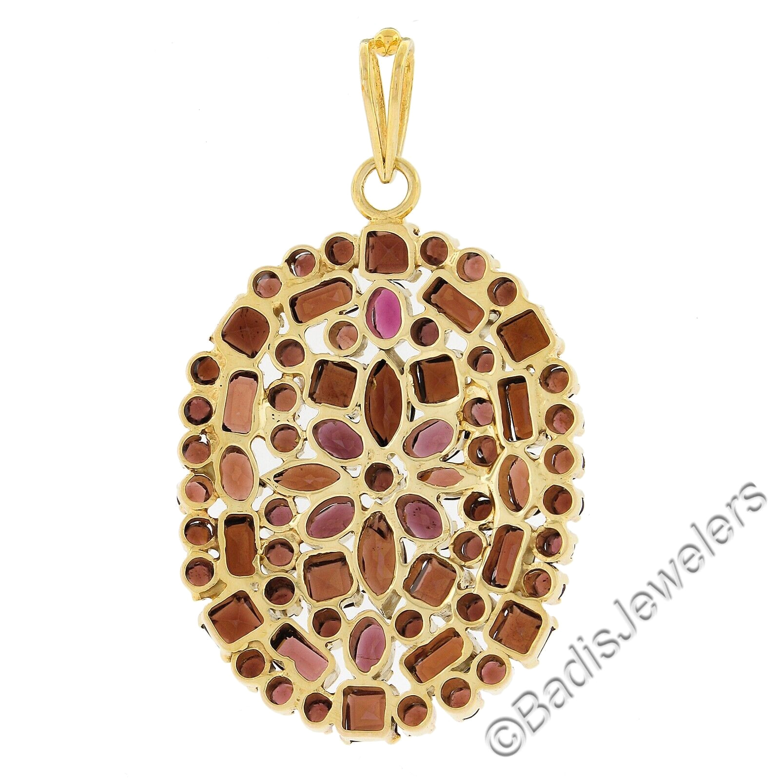 Solid 18k Yellow Gold Multi Shapes Garnet Large O… - image 3