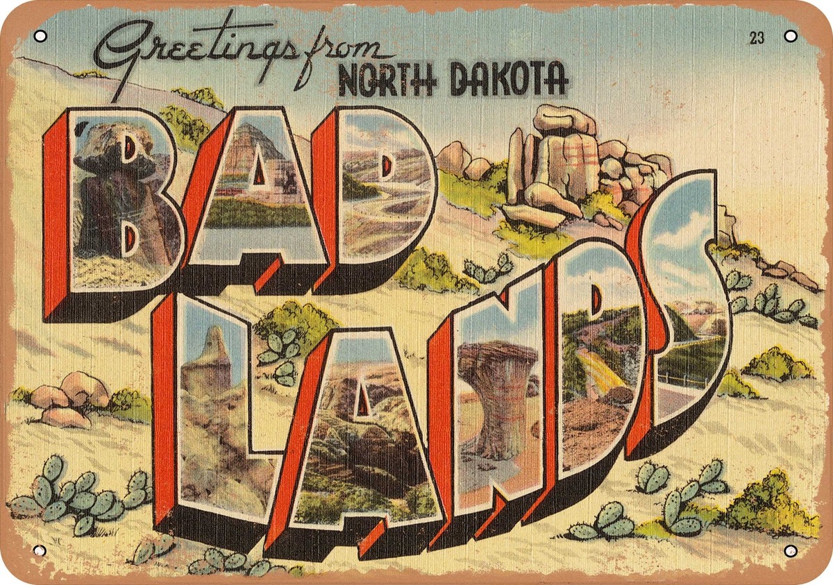 METAL SIGN - North Dakota Postcard - Greetings from North Dakota
