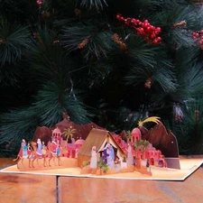 Merry Christmas 3D Pop Up Greeting Card The wonder of Jesus Christ's Birth Scene