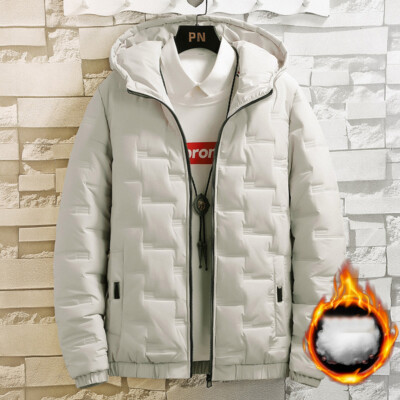 Men's Puffer Bubble Down Coat Quilted Padded Winter Warm Jacket Hooded Outerwear