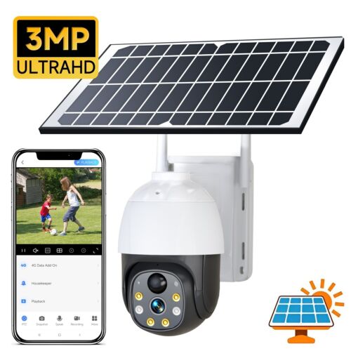 V380Pro 3MP HD Outdoor WiFi Wireless Solar Security Camera with Mobile tracking