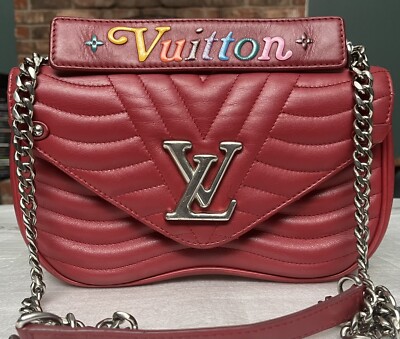 Louis Vuitton LV New Wave Pochette Leather Chain Handbag Bag Red